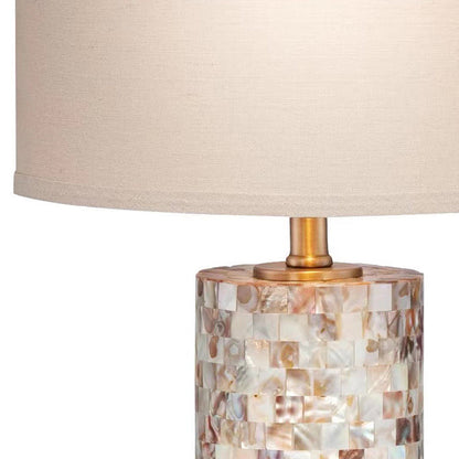 Contemporary Creative Shell Patch Fabric Iron Cylinder 1-Light Table Lamp For Bedside