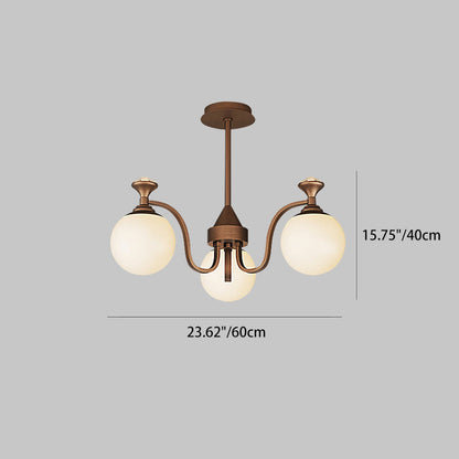 Contemporary Retro Hardware Glass Ball Projection 3/6/8/10 Light LED Chandeliers For Living Room
