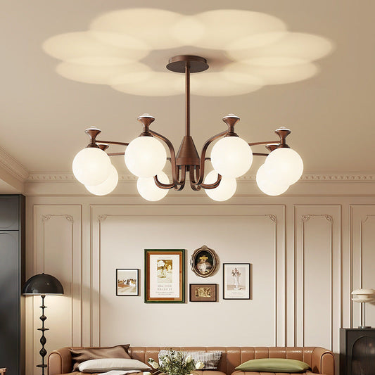 ثريات LED بتصميم كرة زجاجية معاصرة بتصميم ريترو، 3/6/8/10 مصابيح لغرفة المعيشة