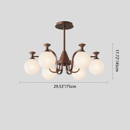 Contemporary Retro Hardware Glass Ball Projection 3/6/8/10 Light LED Chandeliers For Living Room