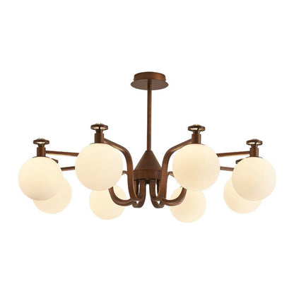Contemporary Retro Hardware Glass Ball Projection 3/6/8/10 Light LED Chandeliers For Living Room