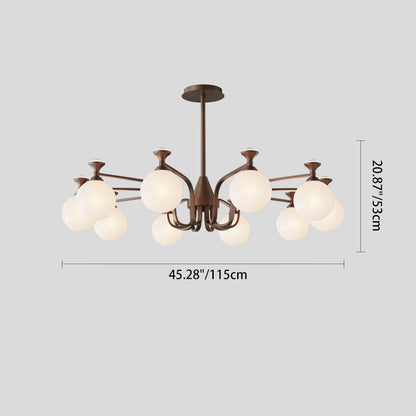 Contemporary Retro Hardware Glass Ball Projection 3/6/8/10 Light LED Chandeliers For Living Room