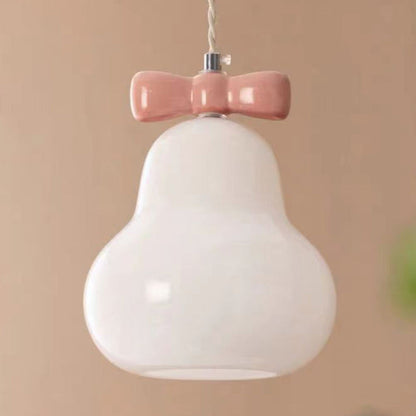 Traditional French Iron Ceramic Glass Gourd Pear Bow Tie Hanging 1-Light Wall Sconce Lamp For Bedside