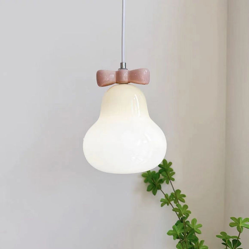 Traditional French Iron Ceramic Glass Gourd Pear Bow Tie Hanging 1-Light Wall Sconce Lamp For Bedside
