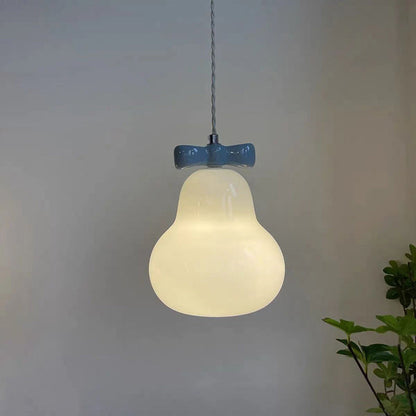Traditional French Iron Ceramic Glass Gourd Pear Bow Tie Hanging 1-Light Wall Sconce Lamp For Bedside