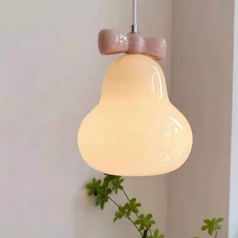 Traditional French Iron Ceramic Glass Gourd Pear Bow Tie Hanging 1-Light Wall Sconce Lamp For Bedside