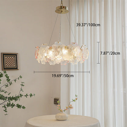 Traditional French Iron Stainless Steel Glass Flower 6/8/10/12/16/20 Light Chandeliers For Living Room