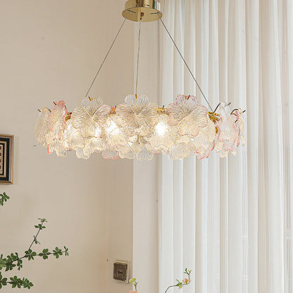 Traditional French Iron Stainless Steel Glass Flower 6/8/10/12/16/20 Light Chandeliers For Living Room