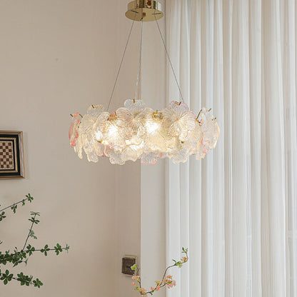 Traditional French Iron Stainless Steel Glass Flower 6/8/10/12/16/20 Light Chandeliers For Living Room