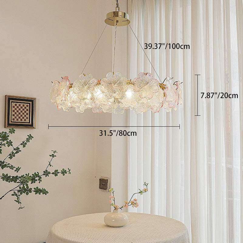 Traditional French Iron Stainless Steel Glass Flower 6/8/10/12/16/20 Light Chandeliers For Living Room