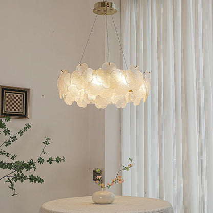Traditional French Iron Stainless Steel Glass Frosted Flower Petal 6/8/10/12/16/20 Light Chandeliers For Living Room