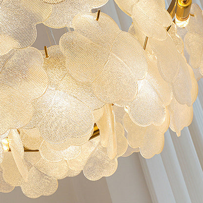 Traditional French Iron Stainless Steel Glass Frosted Flower Petal 6/8/10/12/16/20 Light Chandeliers For Living Room