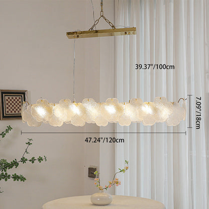 Traditional French Iron Stainless Steel Glass Frosted Petal Four-Leaf Clover 6/8 Light Chandeliers Island Light For Dining Room