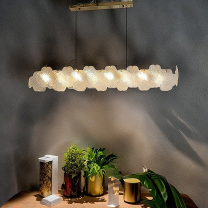 Traditional French Iron Stainless Steel Glass Frosted Petal Four-Leaf Clover 6/8 Light Chandeliers Island Light For Dining Room