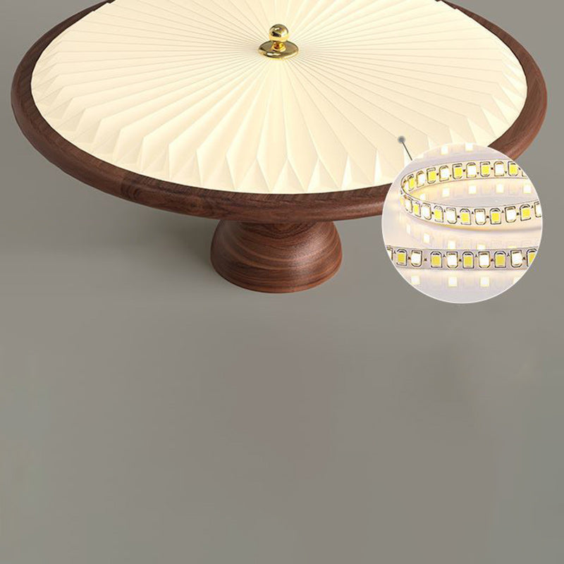 Traditional Vintage Iron Acrylic Round Pleated LED Semi-Flush Mount Ceiling Light For Bedroom