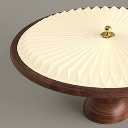 Traditional Vintage Iron Acrylic Round Pleated LED Semi-Flush Mount Ceiling Light For Bedroom