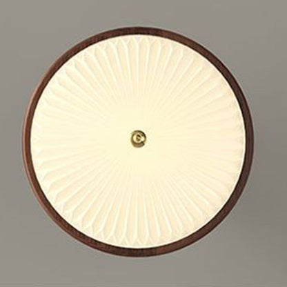 Traditional Vintage Iron Acrylic Round Pleated LED Semi-Flush Mount Ceiling Light For Bedroom