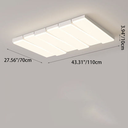 Contemporary Nordic Iron Acrylic Wave Rectangle LED Flush Mount Ceiling Light For Living Room