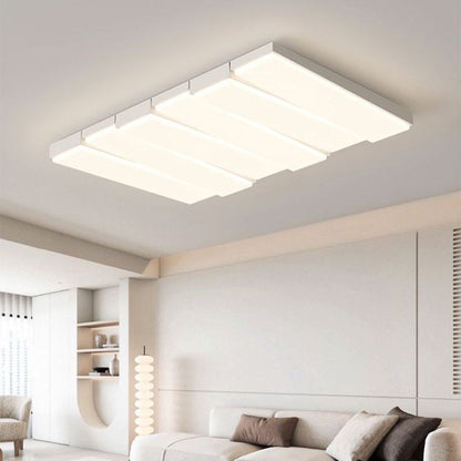Contemporary Nordic Iron Acrylic Wave Rectangle LED Flush Mount Ceiling Light For Living Room
