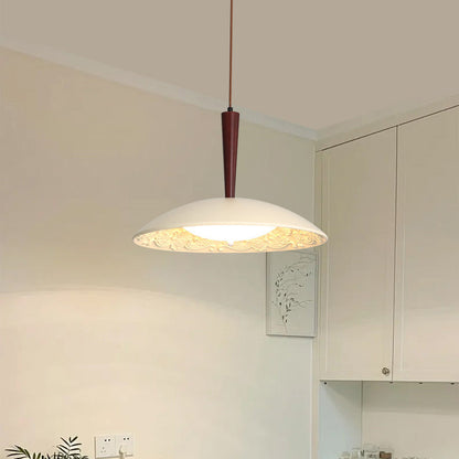 Traditional French Resin PE Wood Hardware Dome Flying Saucer LED Pendant Light For Dining Room