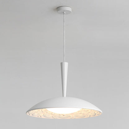 Traditional French Resin PE Wood Hardware Dome Flying Saucer LED Pendant Light For Dining Room