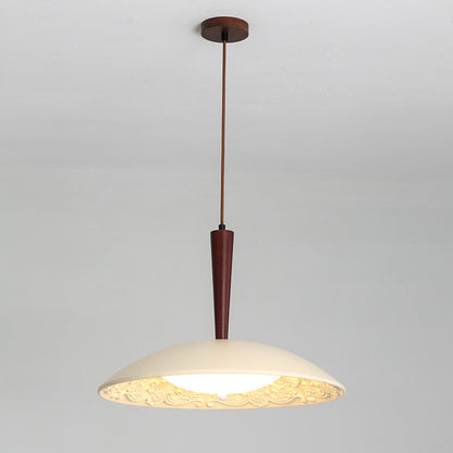 Traditional French Resin PE Wood Hardware Dome Flying Saucer LED Pendant Light For Dining Room