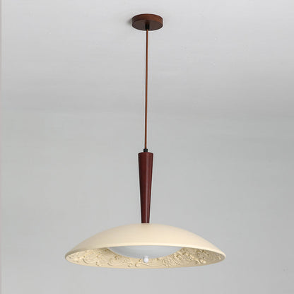 Traditional French Resin PE Wood Hardware Dome Flying Saucer LED Pendant Light For Dining Room