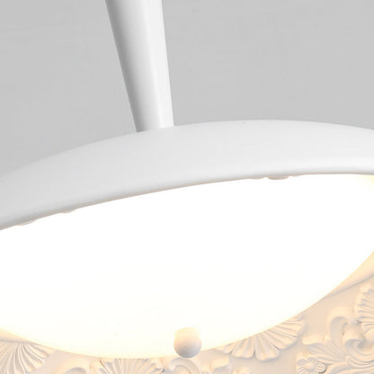 Traditional French Resin PE Wood Hardware Dome Flying Saucer LED Pendant Light For Dining Room