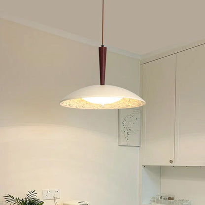 Traditional French Resin PE Wood Hardware Dome Flying Saucer LED Pendant Light For Dining Room