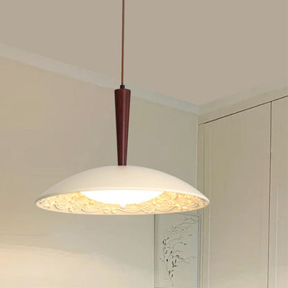 Traditional French Resin PE Wood Hardware Dome Flying Saucer LED Pendant Light For Dining Room