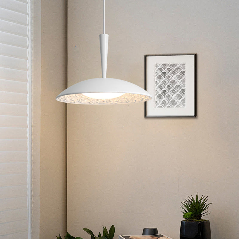 Traditional French Resin PE Wood Hardware Dome Flying Saucer LED Pendant Light For Dining Room