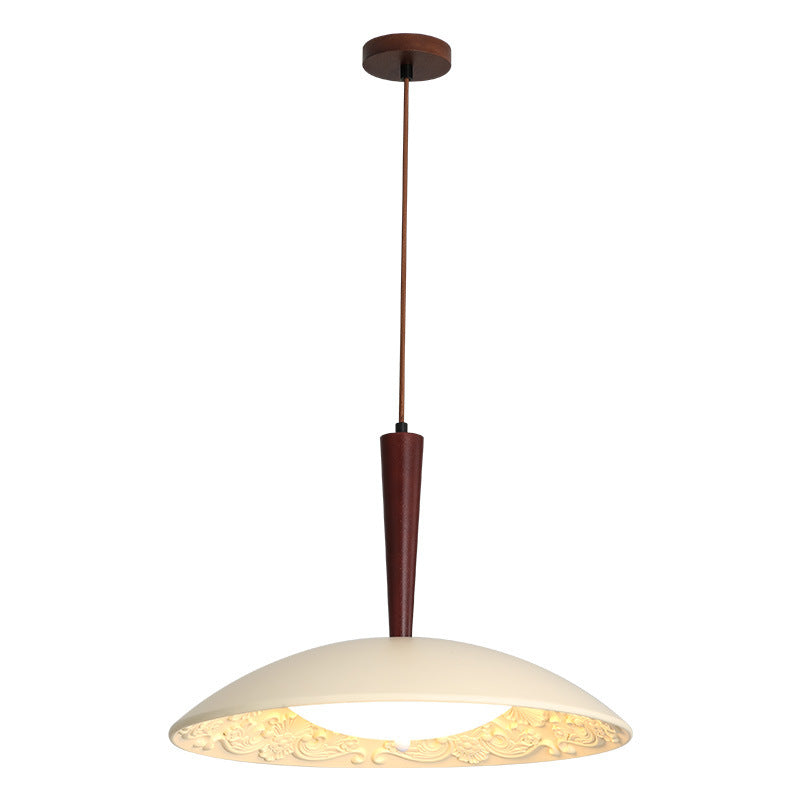 Traditional French Resin PE Wood Hardware Dome Flying Saucer LED Pendant Light For Dining Room