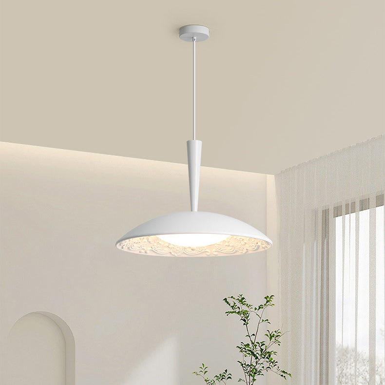 Traditional French Resin PE Wood Hardware Dome Flying Saucer LED Pendant Light For Dining Room