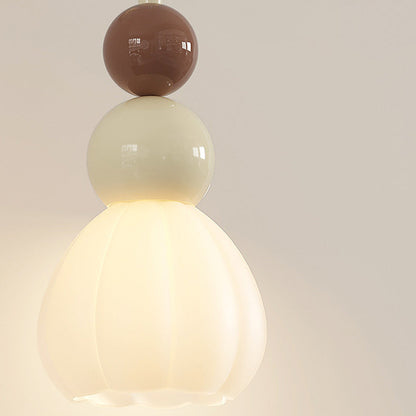 Traditional French Hardware Glass Floral Ball 1-Light Pendant Light For Bedside
