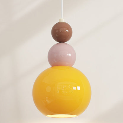 Traditional French Hardware Glass Floral Ball 1-Light Pendant Light For Bedside