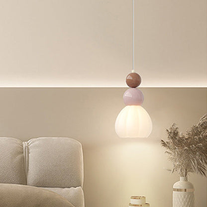 Traditional French Hardware Glass Floral Ball 1-Light Pendant Light For Bedside