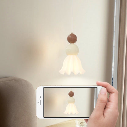 Traditional French Hardware Glass Floral Ball 1-Light Pendant Light For Bedside