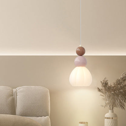 Traditional French Hardware Glass Floral Ball 1-Light Pendant Light For Bedside