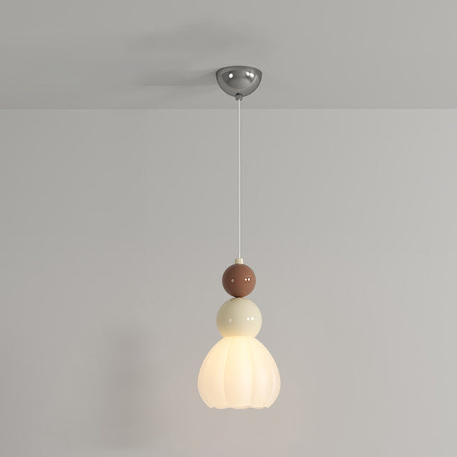 Traditional French Hardware Glass Floral Ball 1-Light Pendant Light For Bedside