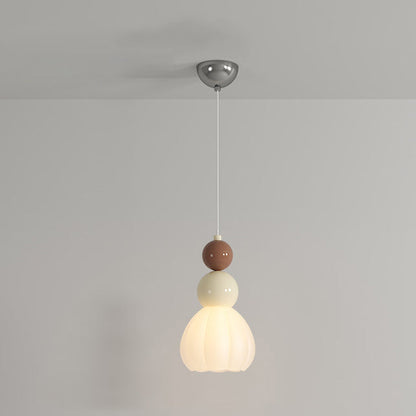 Traditional French Hardware Glass Floral Ball 1-Light Pendant Light For Bedside