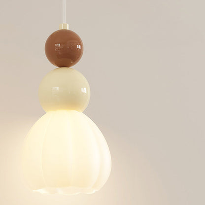 Traditional French Hardware Glass Floral Ball 1-Light Pendant Light For Bedside