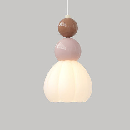 Traditional French Hardware Glass Floral Ball 1-Light Pendant Light For Bedside
