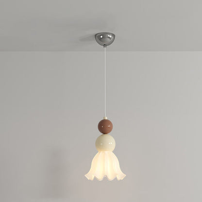 Traditional French Hardware Glass Floral Ball 1-Light Pendant Light For Bedside