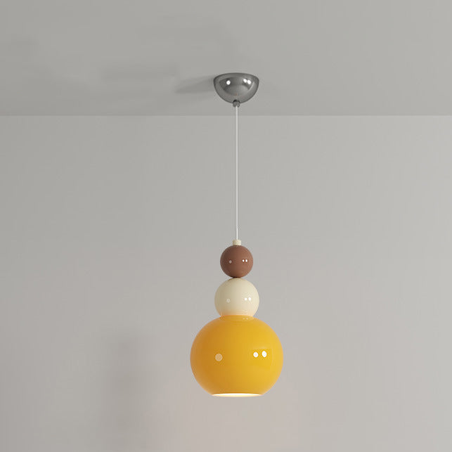 Traditional French Hardware Glass Floral Ball 1-Light Pendant Light For Bedside