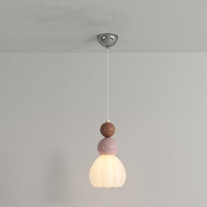 Traditional French Hardware Glass Floral Ball 1-Light Pendant Light For Bedside