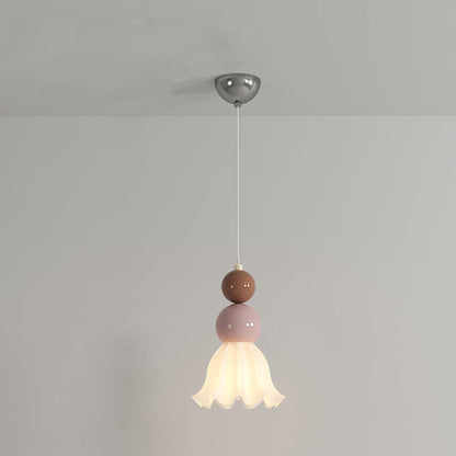 Traditional French Hardware Glass Floral Ball 1-Light Pendant Light For Bedside