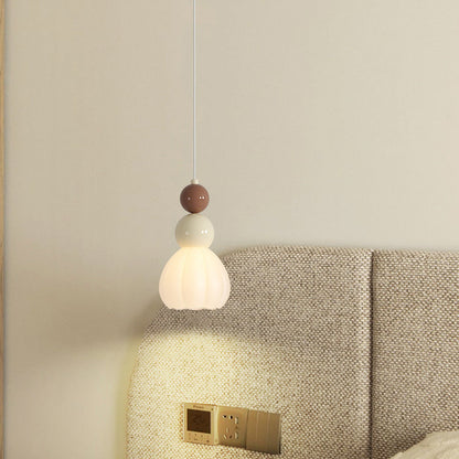 Traditional French Hardware Glass Floral Ball 1-Light Pendant Light For Bedside