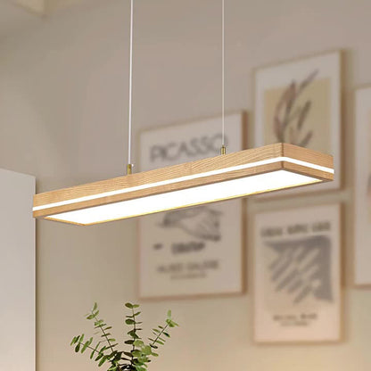 ثريات LED مستطيلة الشكل مصنوعة من خشب الدردار بتصميم عصري بسيط لغرفة الطعام