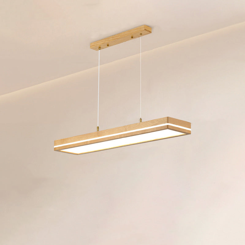 ثريات LED مستطيلة الشكل مصنوعة من خشب الدردار بتصميم عصري بسيط لغرفة الطعام