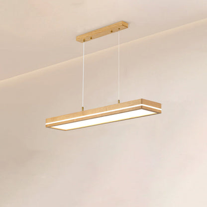 ثريات LED مستطيلة الشكل مصنوعة من خشب الدردار بتصميم عصري بسيط لغرفة الطعام